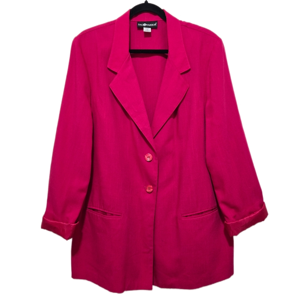 Sag Harbor Pink Blazer Lightweight Vintage 90s Style Size 16